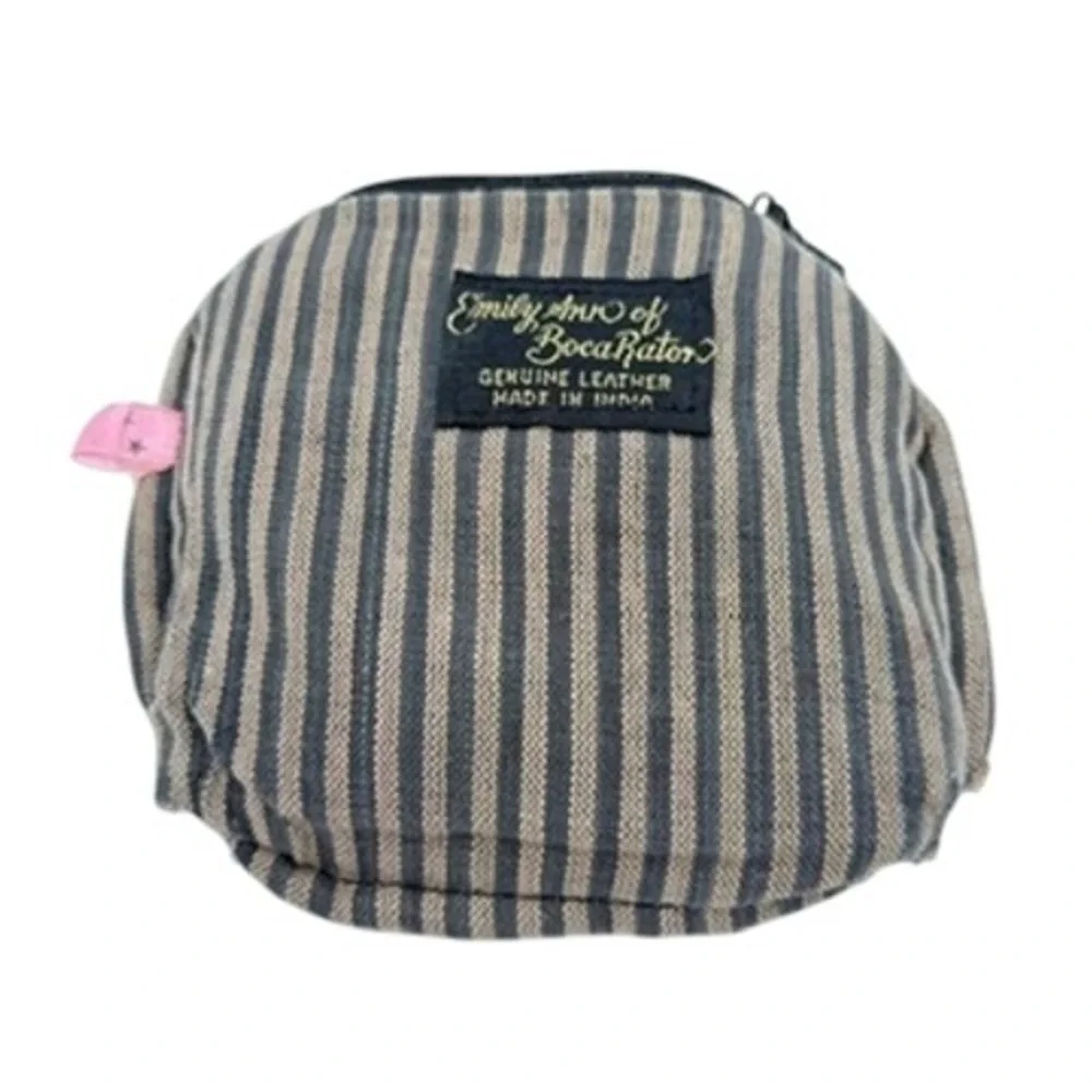 Emily Ann of Boca Raton Black Leather‎ Triple Zip Pouch Organizer Bag